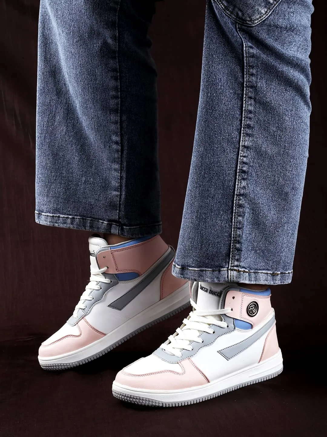 Bacca Bucci Femme Baskets Montantes Harmony - Élégantes baskets à lacets pour femmes en bleu pastel et rose