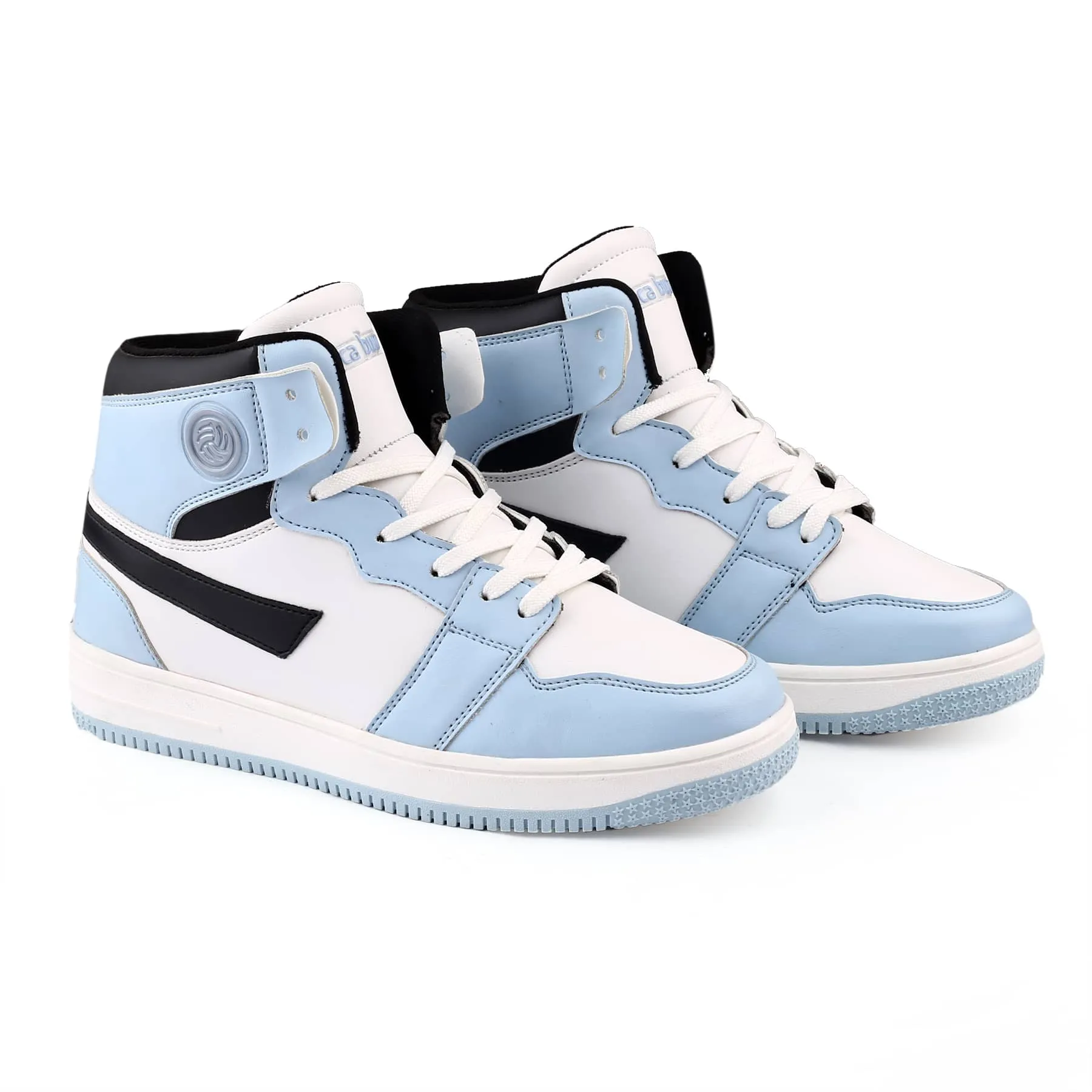 Bacca Bucci Femme Sneakers Hautes Harmony—Elegantes baskets à lacets pour femmes en bleu pastel et rose