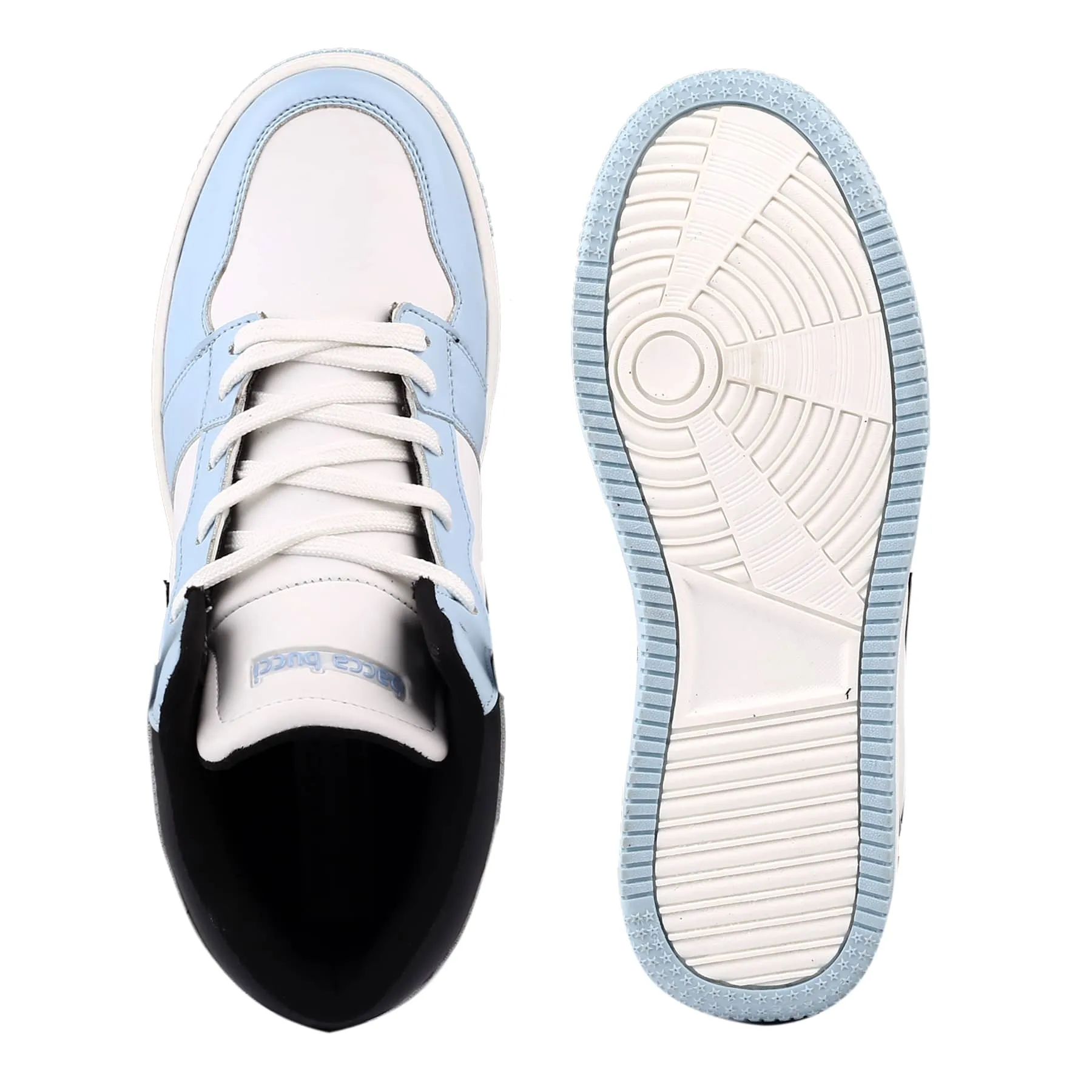 Bacca Bucci Femme Sneakers Hautes Harmony—Elegantes baskets à lacets pour femmes en bleu pastel et rose