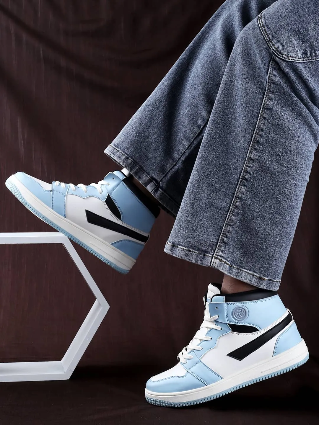 Bacca Bucci Femme Sneakers Hautes Harmony—Elegantes baskets à lacets pour femmes en bleu pastel et rose