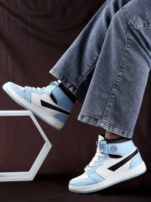 Bacca Bucci Femme Sneakers Hautes Harmony—Elegantes baskets à lacets pour femmes en bleu pastel et rose