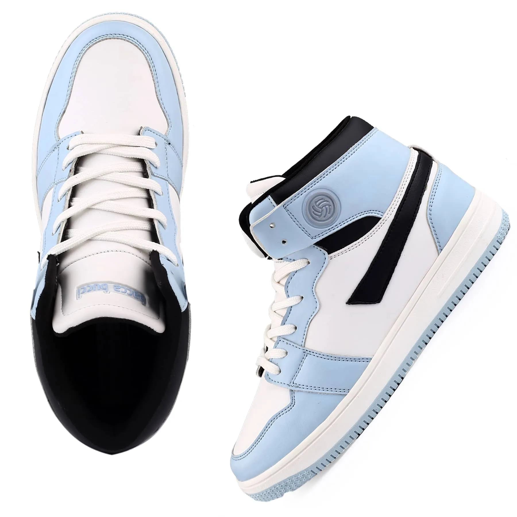 Bacca Bucci Femme Sneakers Hautes Harmony—Elegantes baskets à lacets pour femmes en bleu pastel et rose