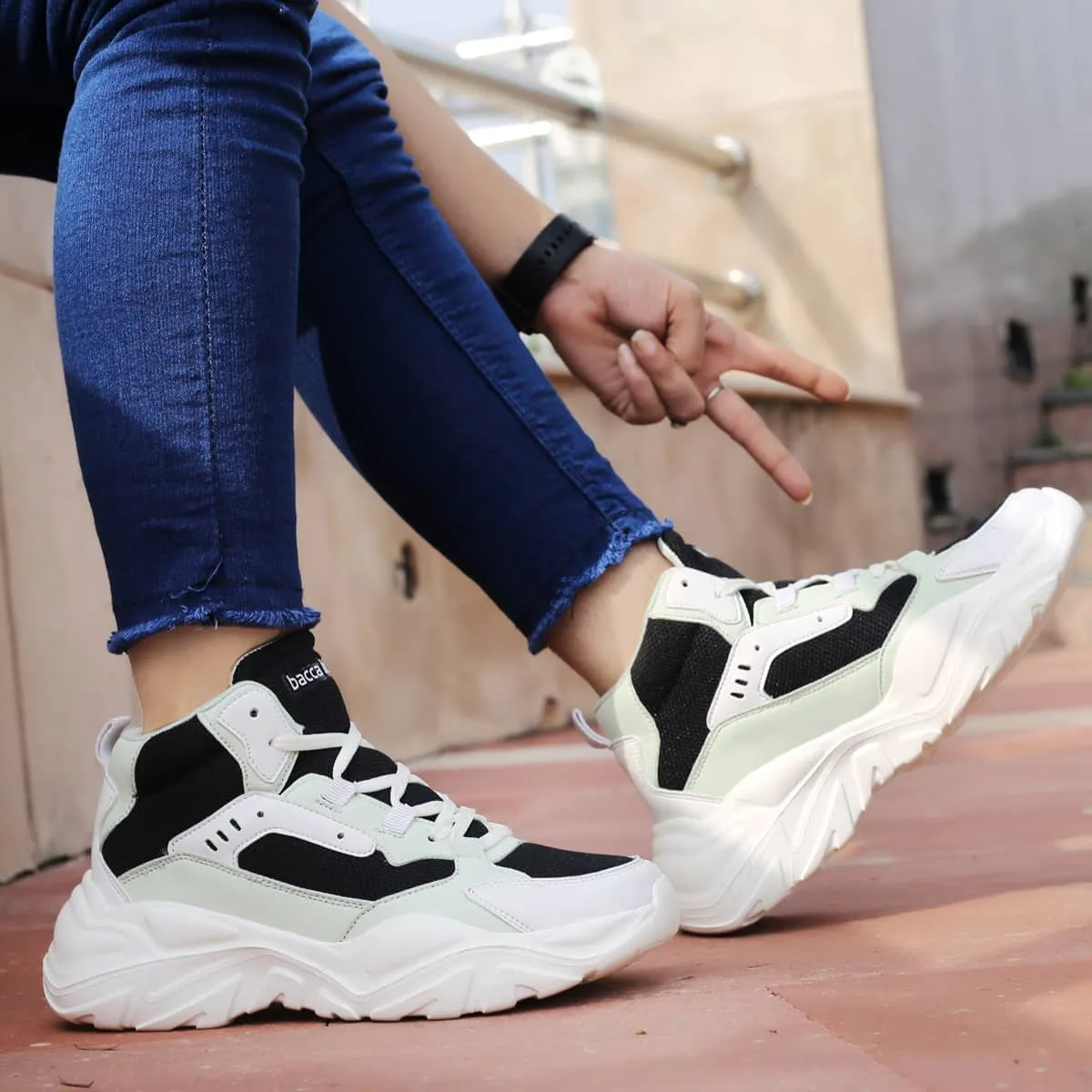 Bacca Bucci NYRA Sneakers de mode à plateforme mi-haute pour femmes | Sneakers volumineuses StreetWear