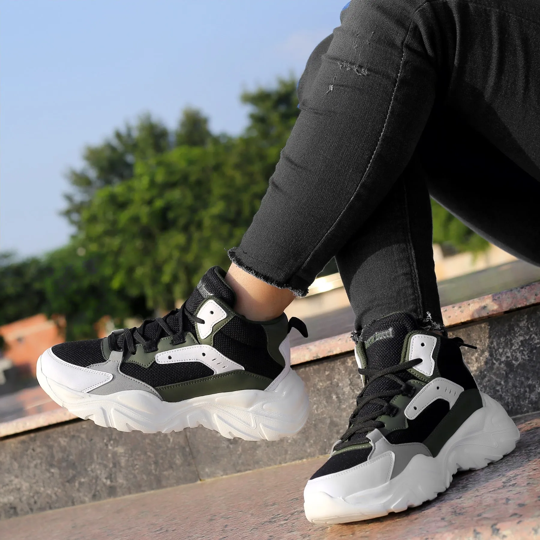 Bacca Bucci NYRA Sneakers de mode à plateforme mi-haute pour femmes | Sneakers volumineuses StreetWear