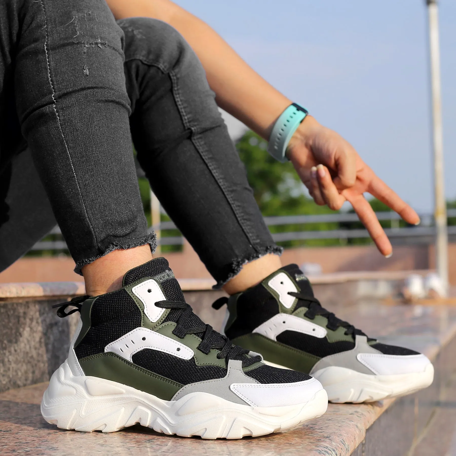 Bacca Bucci NYRA Sneakers de mode à plateforme mi-haute pour femmes | Sneakers volumineuses StreetWear