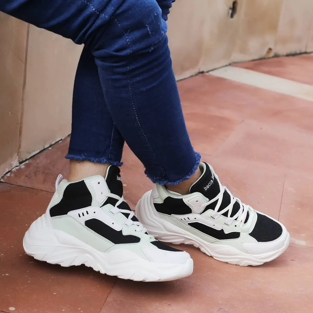 Bacca Bucci NYRA Sneakers de mode à plateforme mi-haute pour femmes | Sneakers volumineuses StreetWear