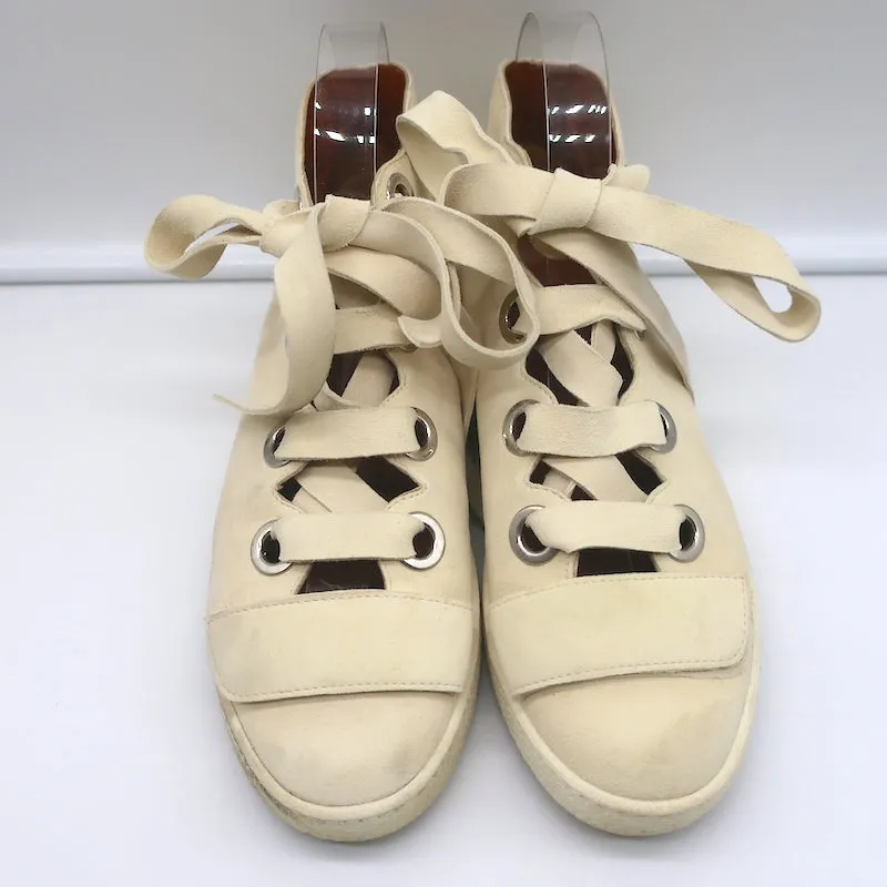 Derek Lam Baskets montantes à lacets en suédine ivoire Serena taille 37