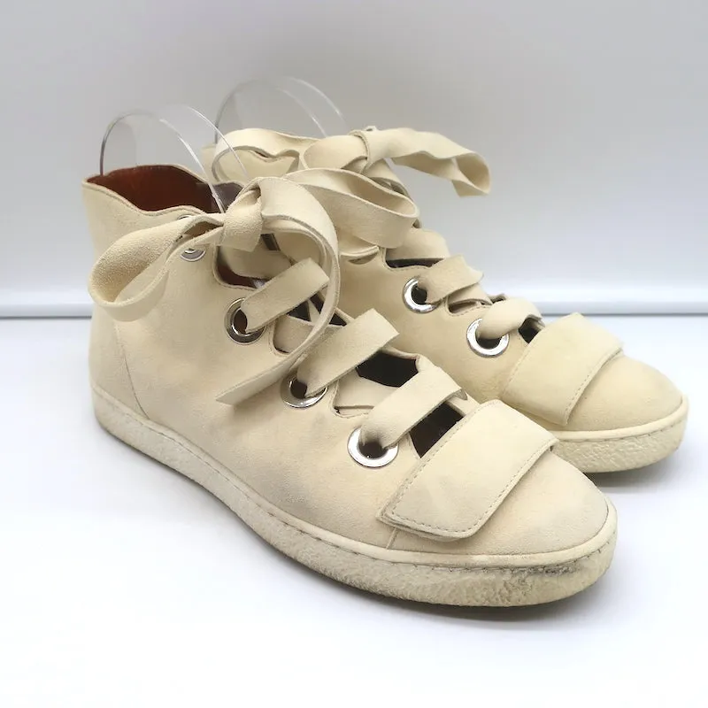 Derek Lam Baskets montantes à lacets en suédine ivoire Serena taille 37