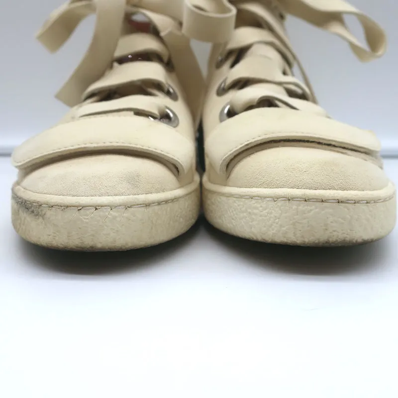 Derek Lam Baskets montantes à lacets en suédine ivoire Serena taille 37