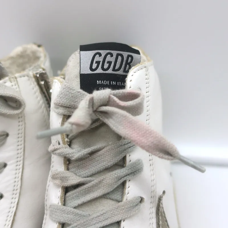 Golden Goose Francy Sneakers Hautes en Cuir Blanc avec Finitions Camouflage Taille 36
