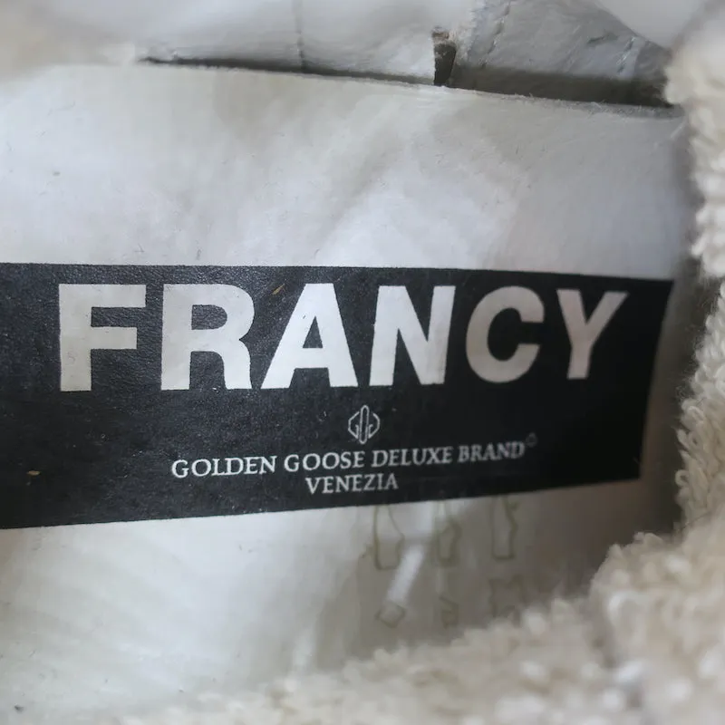 Golden Goose Francy Sneakers Hautes en Cuir Blanc avec Finitions Camouflage Taille 36