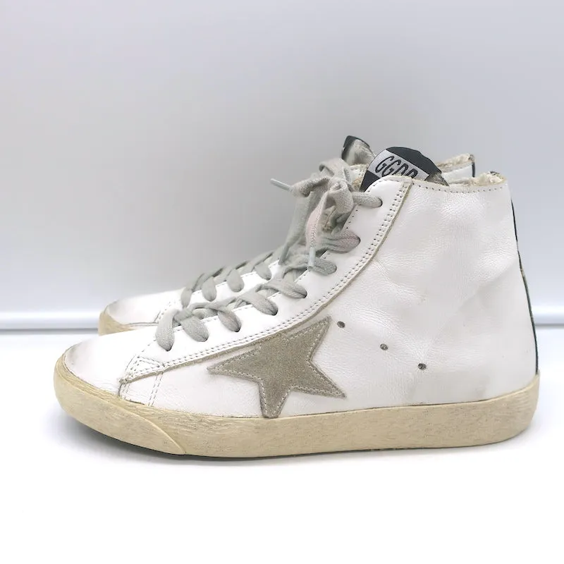 Golden Goose Francy Sneakers Hautes en Cuir Blanc avec Finitions Camouflage Taille 36