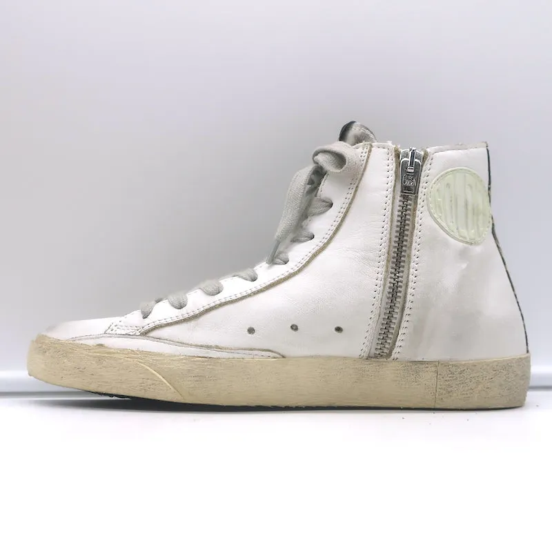 Golden Goose Francy Sneakers Hautes en Cuir Blanc avec Finitions Camouflage Taille 36