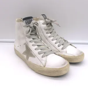 Golden Goose Francy Sneakers Hautes en Cuir Blanc avec Finitions Camouflage Taille 36
