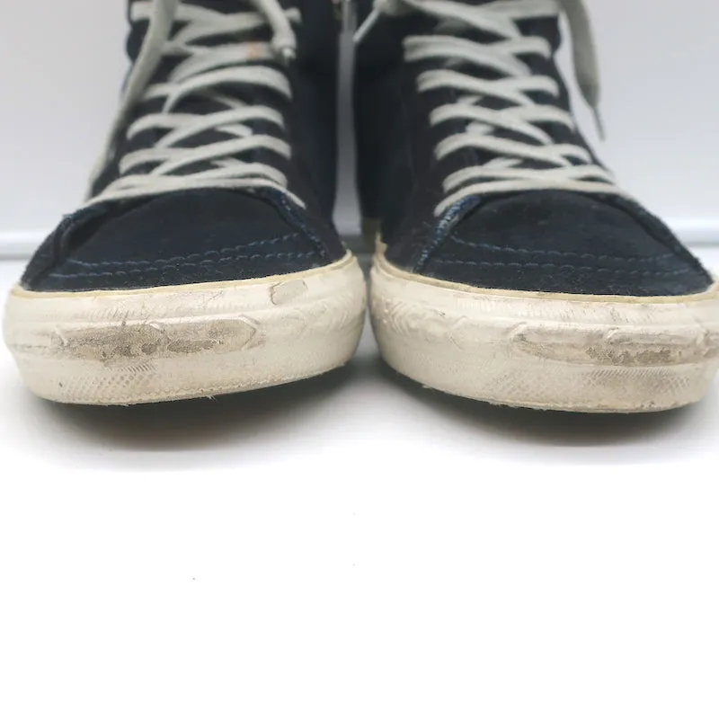 Golden Goose Slide Denim & Suede Sneakers Hautes Marine Taille 40