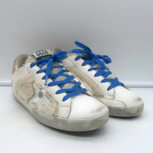 Golden Goose Superstar Basket Basses en Cuir Blanc avec Doublure en Mouton Taille 36 NEUVE