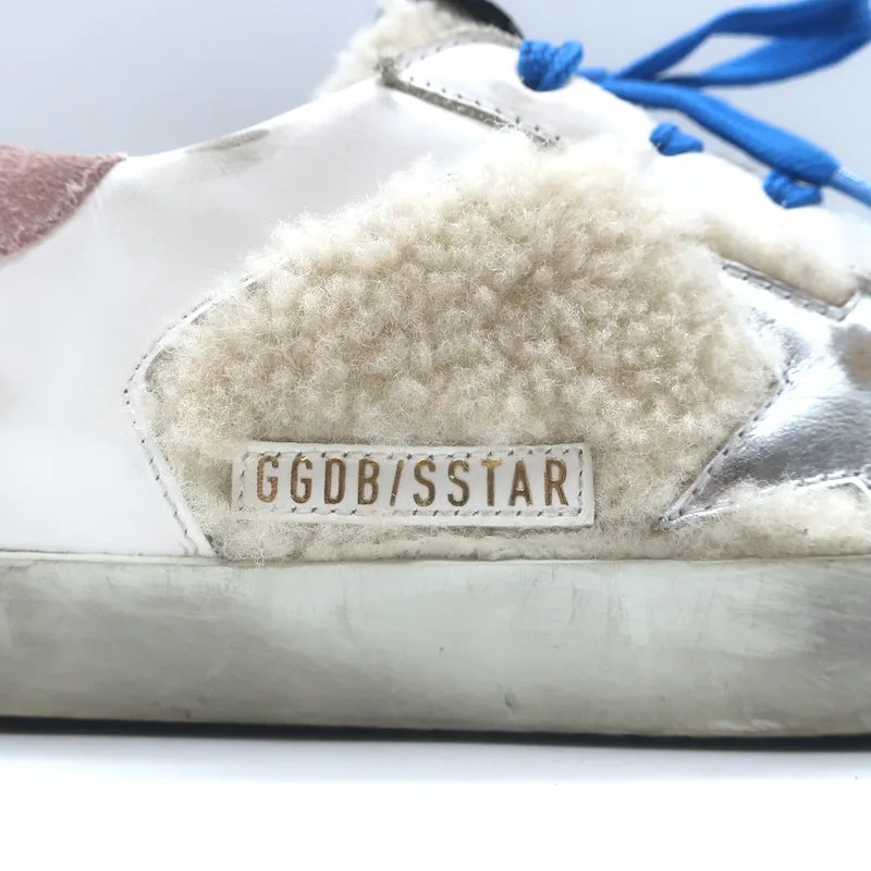 Golden Goose Superstar Basket Basses en Cuir Blanc avec Doublure en Mouton Taille 36 NEUVE