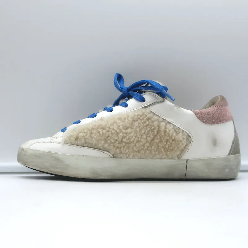Golden Goose Superstar Basket Basses en Cuir Blanc avec Doublure en Mouton Taille 36 NEUVE