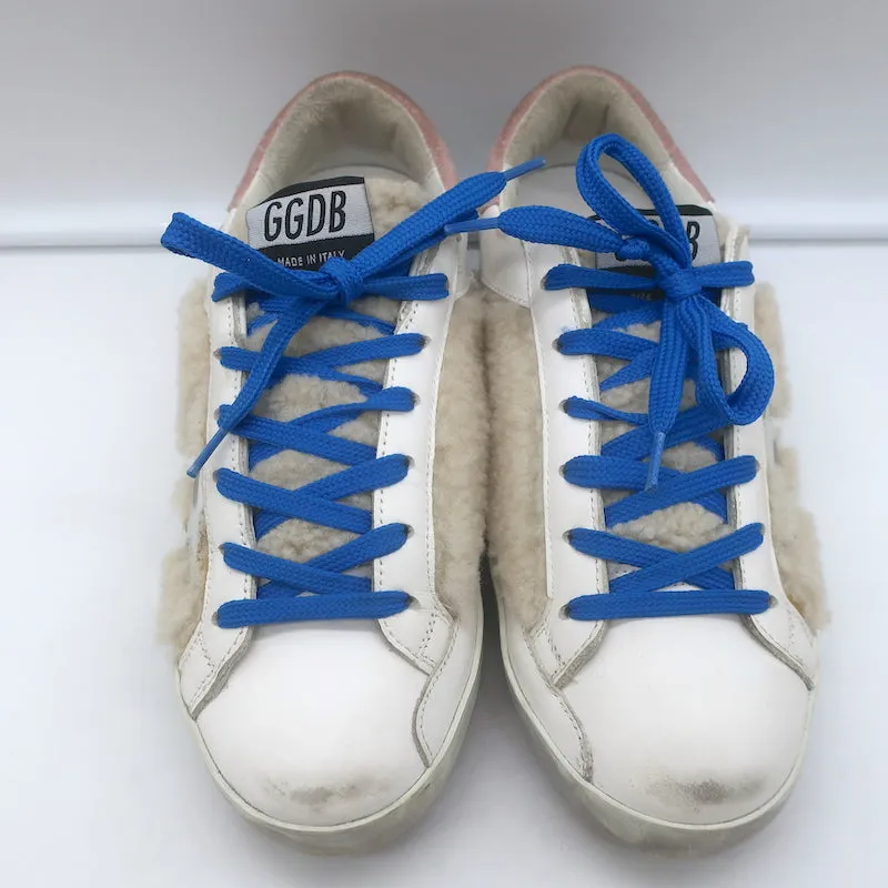 Golden Goose Superstar Basket Basses en Cuir Blanc avec Doublure en Mouton Taille 36 NEUVE