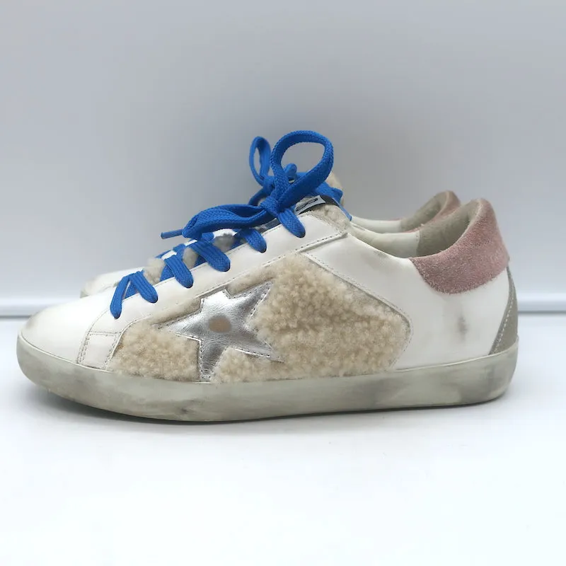 Golden Goose Superstar Basket Basses en Cuir Blanc avec Doublure en Mouton Taille 36 NEUVE