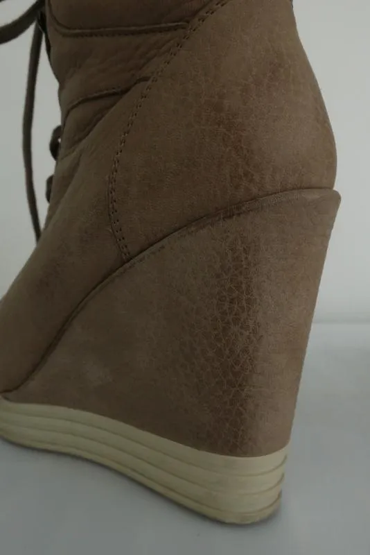 Hogan Rebel Wedge Sneakers en cuir beige Taille 39.5 à lacets haut