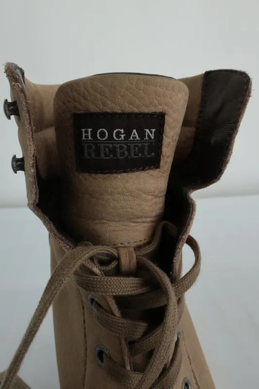 Hogan Rebel Wedge Sneakers en cuir beige Taille 39.5 à lacets haut