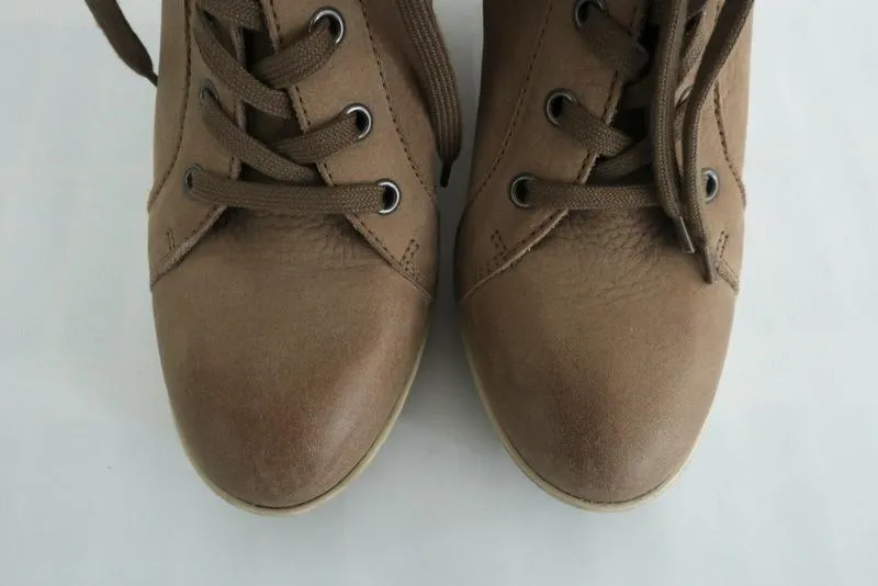 Hogan Rebel Wedge Sneakers en cuir beige Taille 39.5 à lacets haut