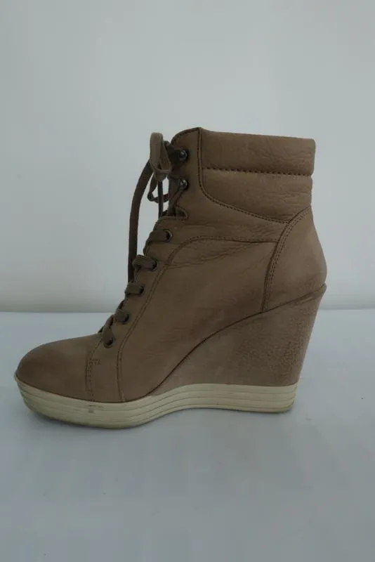 Hogan Rebel Wedge Sneakers en cuir beige Taille 39.5 à lacets haut