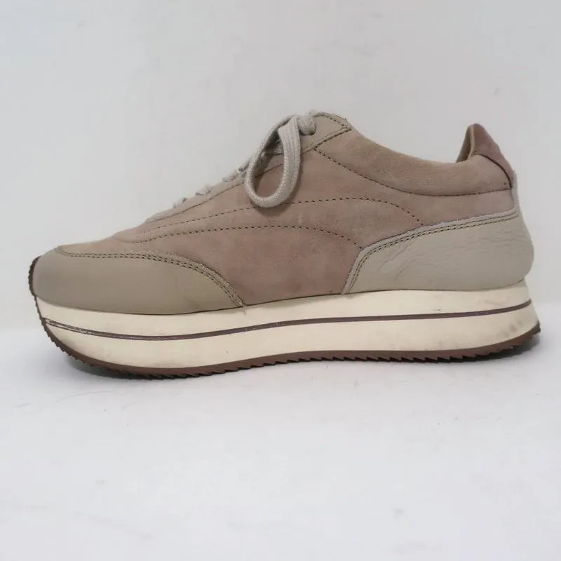 Massimo Dutti Baskets Basses Plateforme Suédé Nude & Cuir Taille 36