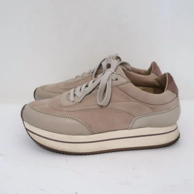 Massimo Dutti Baskets Basses Plateforme Suédé Nude & Cuir Taille 36