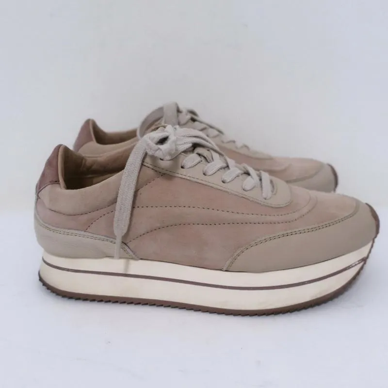 Massimo Dutti Baskets Basses Plateforme Suédé Nude & Cuir Taille 36