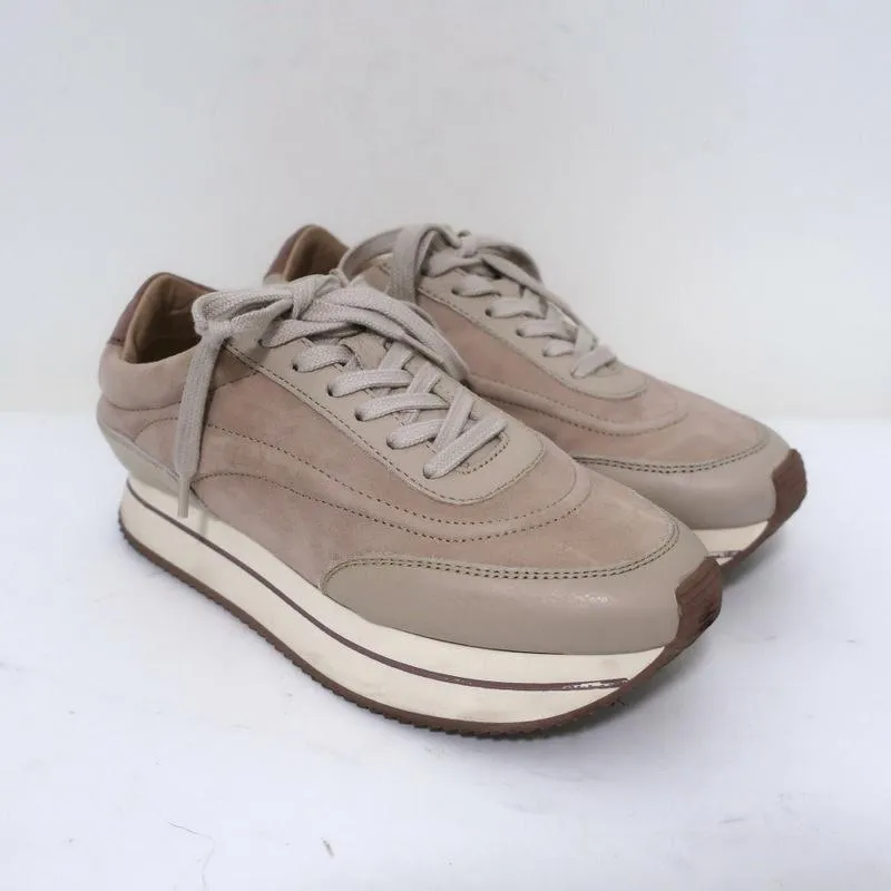 Massimo Dutti Baskets Basses Plateforme Suédé Nude & Cuir Taille 36