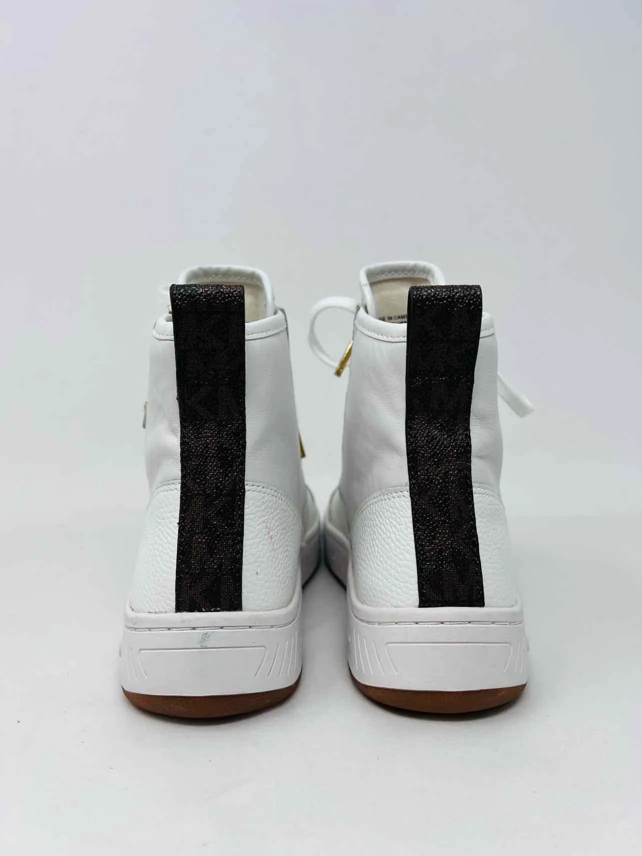 Chaussures en cuir Michael Kors taille 5 avec lacets blanc/brun/doré