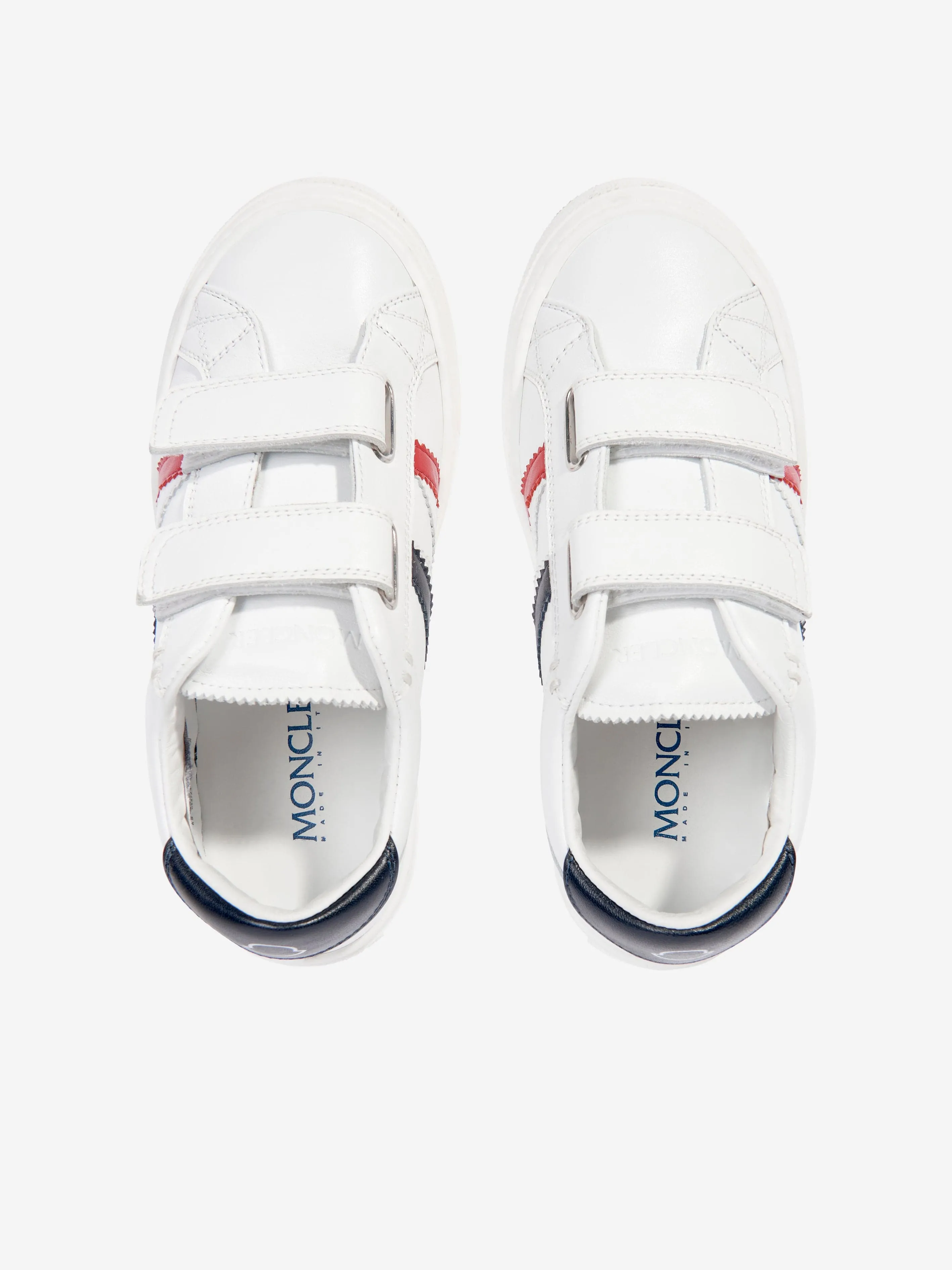 Moncler Enfant Baskets Basses Petit Monaco en Blanc
