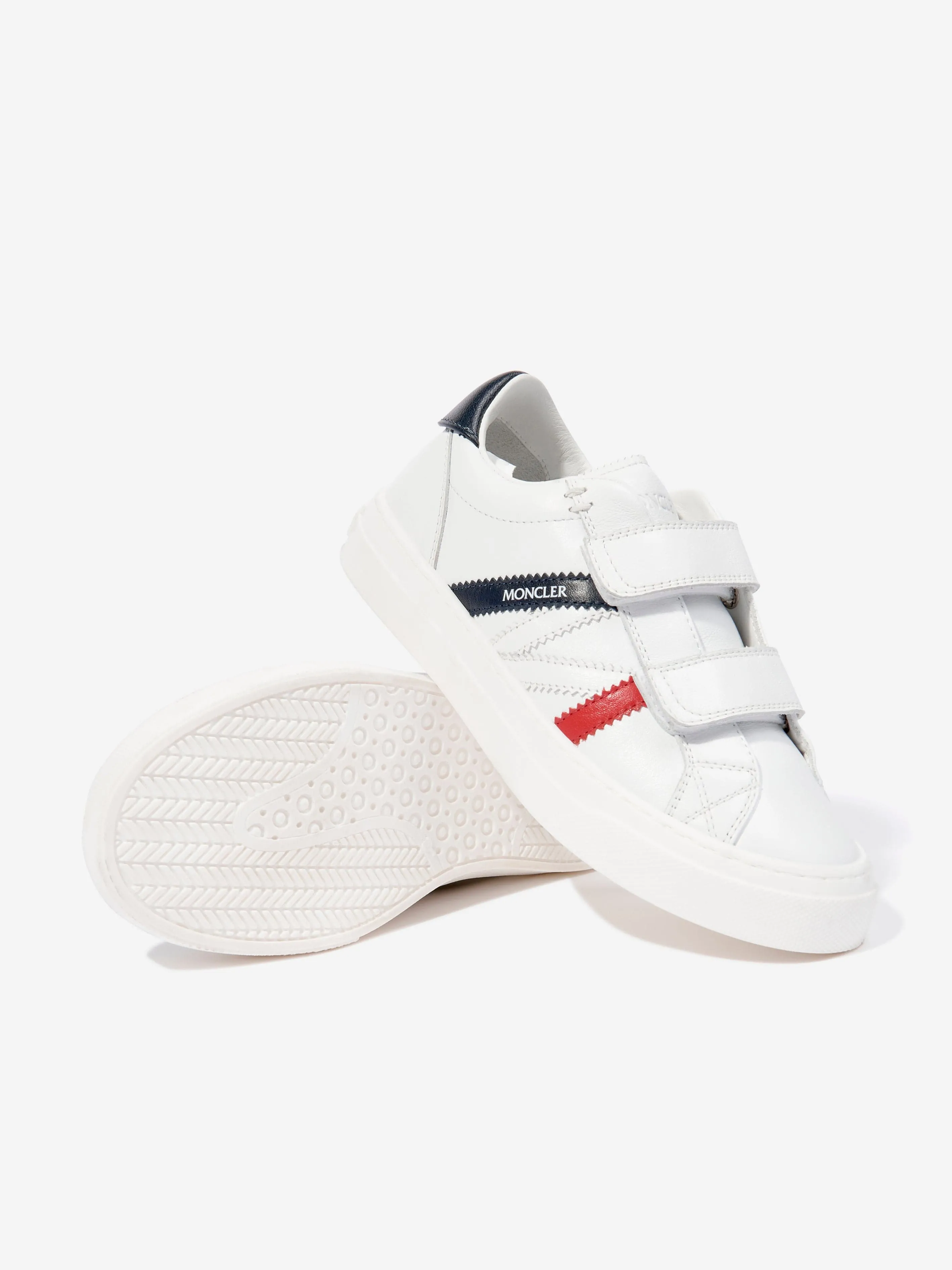 Moncler Enfant Baskets Basses Petit Monaco en Blanc