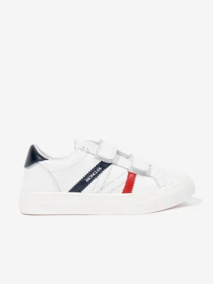 Moncler Enfant Baskets Basses Petit Monaco en Blanc