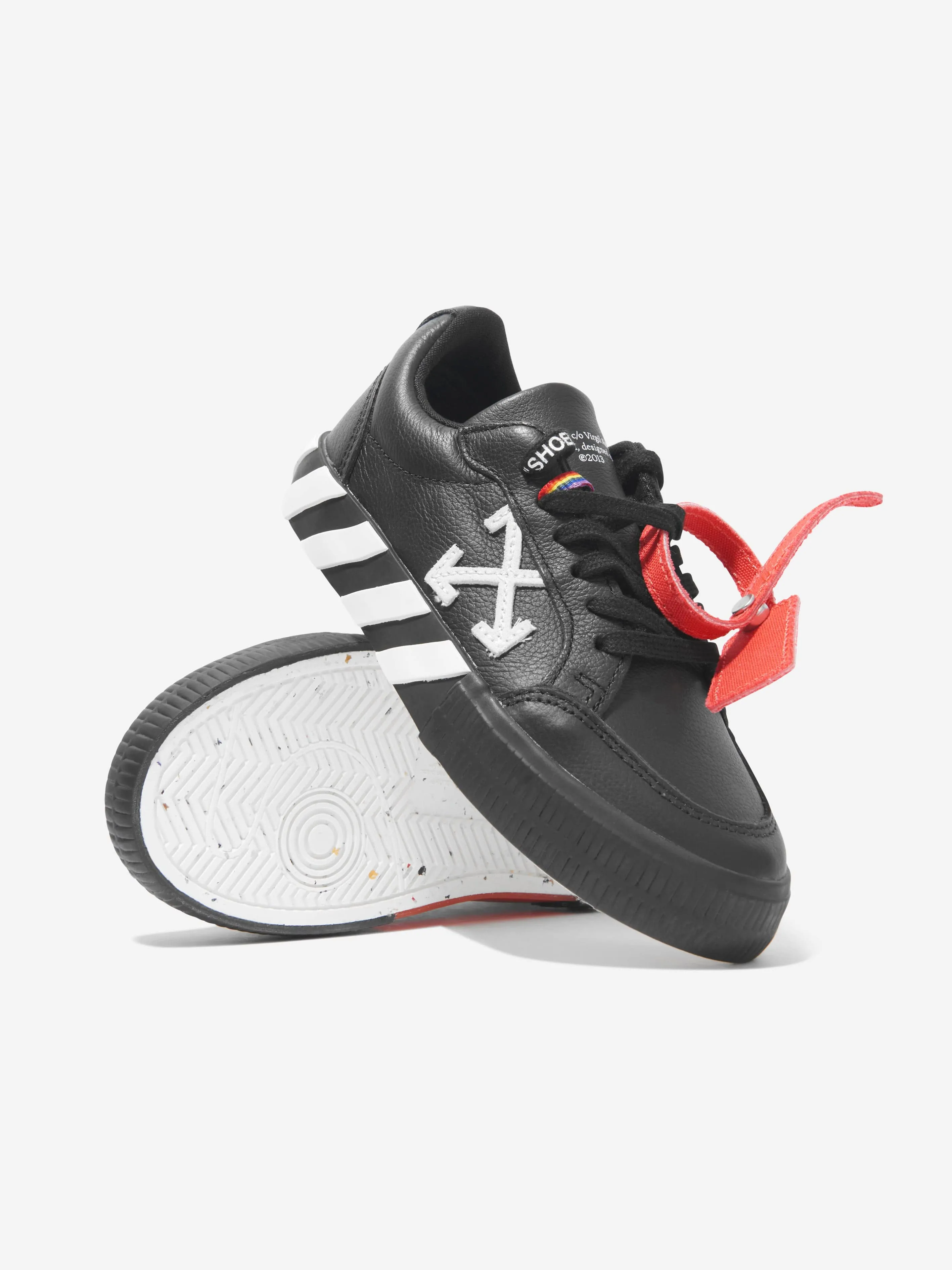 Baskets à lacets en cuir noir pour garçons Off-White