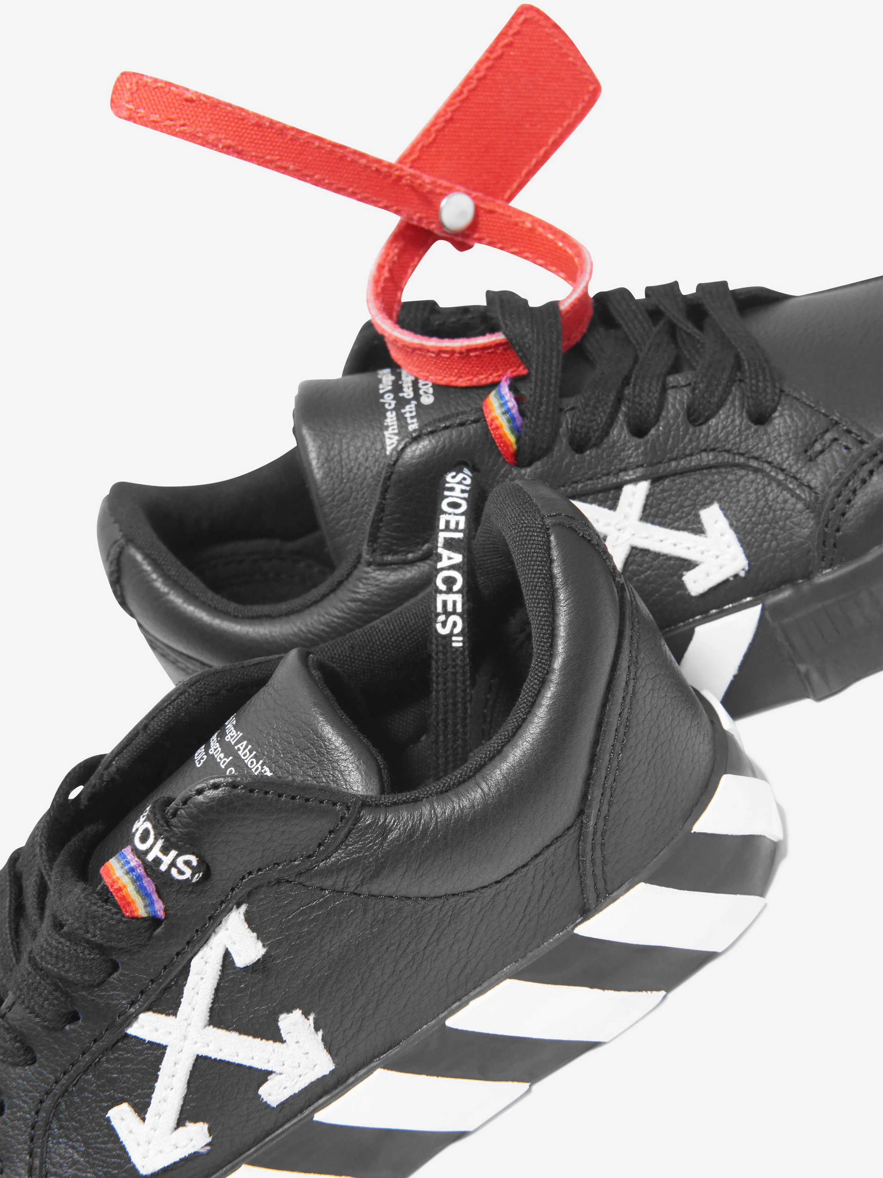 Baskets à lacets en cuir noir pour garçons Off-White
