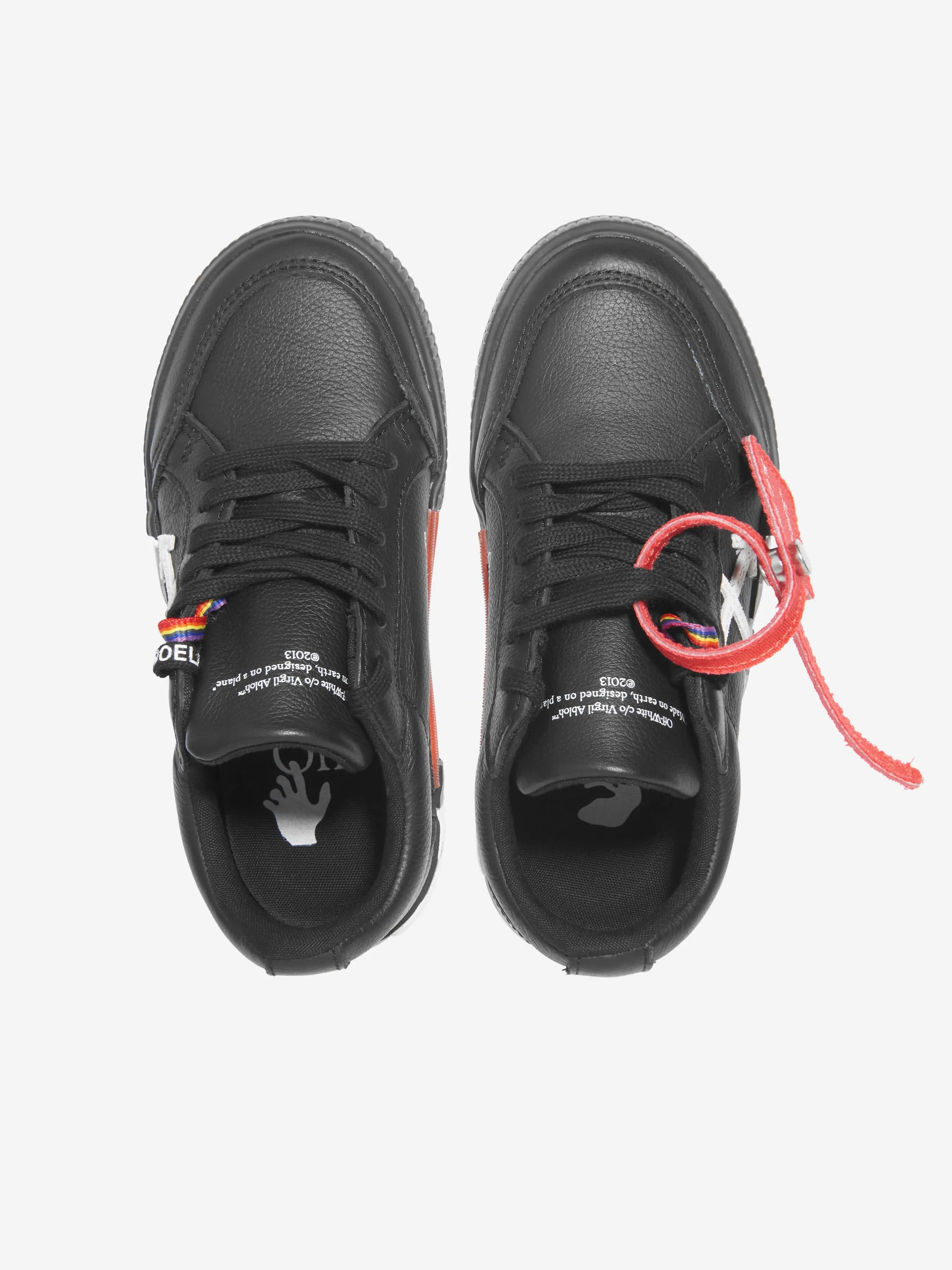 Baskets à lacets en cuir noir pour garçons Off-White