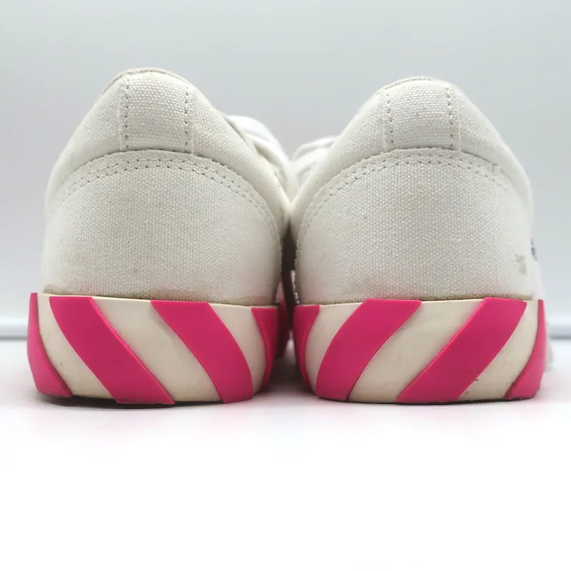 Off-White Sneakers Basses Vulcanisées en Toile Blanche & Suède Rose Vif Taille 37