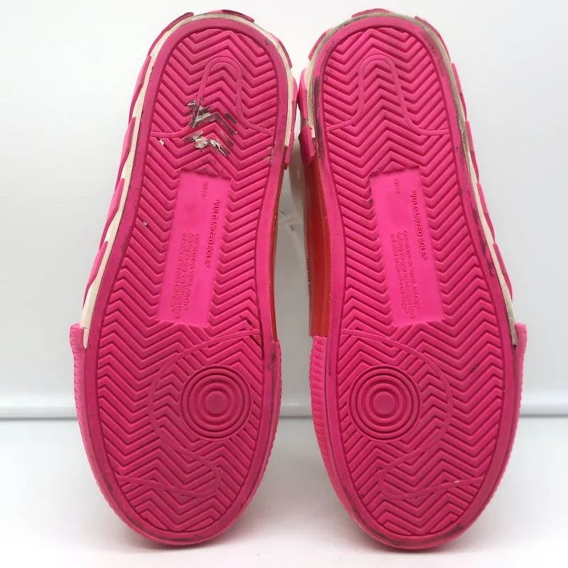 Off-White Sneakers Basses Vulcanisées en Toile Blanche & Suède Rose Vif Taille 37