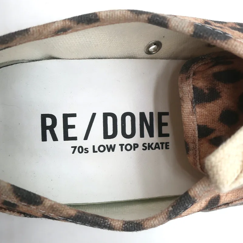 RE/DONE Basket skate basse années 70 en toile imprimée léopard délavée taille 40 NEUVE