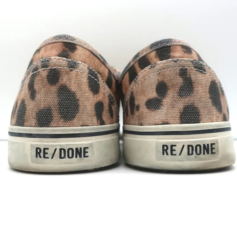 RE/DONE Basket skate basse années 70 en toile imprimée léopard délavée taille 40 NEUVE