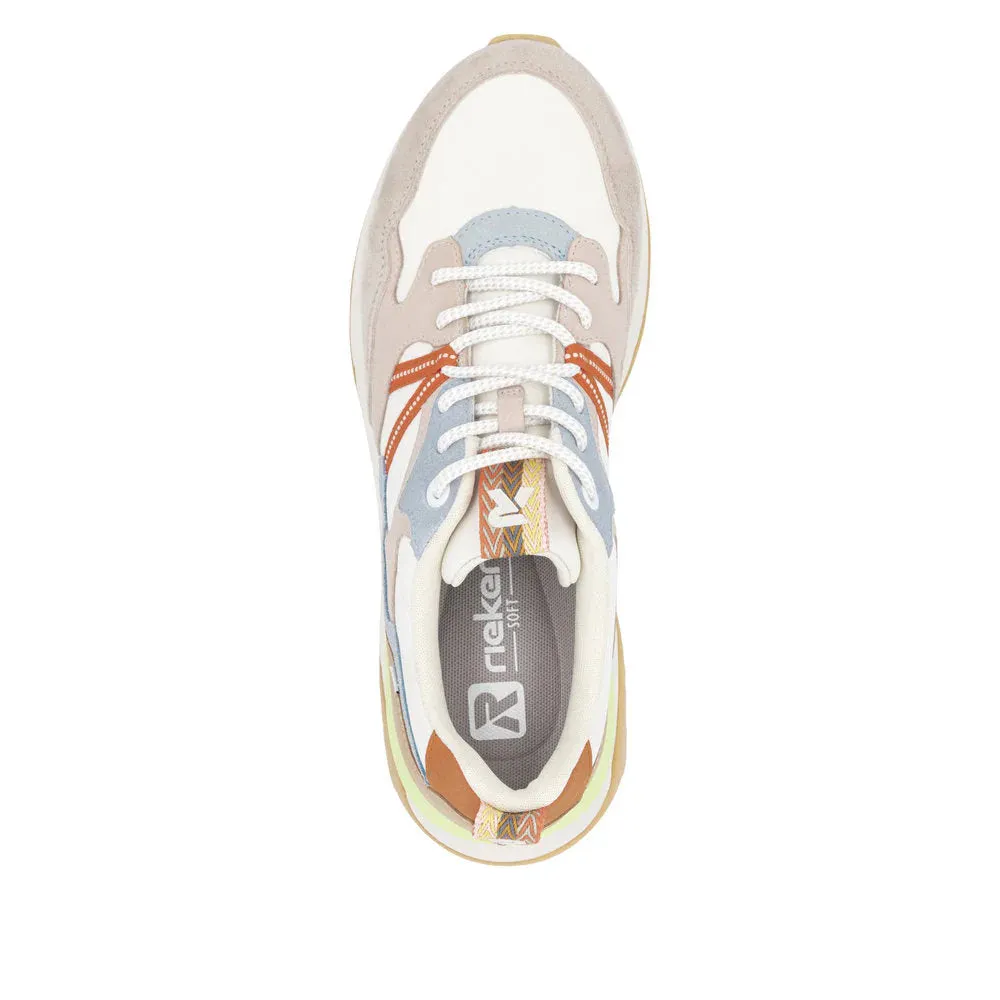 Rieker Chaussure de Sport Femme Akilah 01 en Iceberg/Blanc Sale/Rose Clair