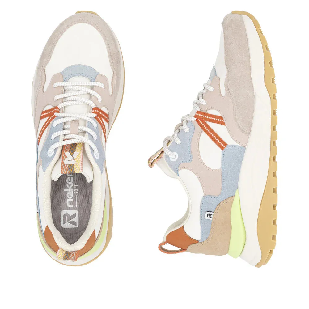 Rieker Chaussure de Sport Femme Akilah 01 en Iceberg/Blanc Sale/Rose Clair