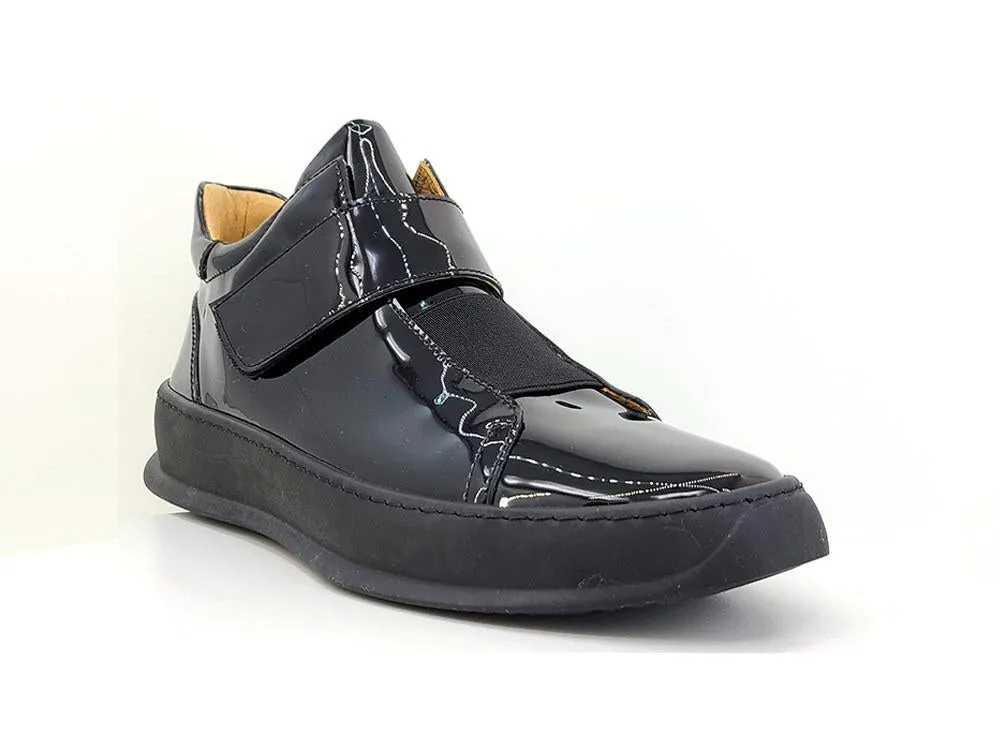 Baskets montantes en veau brillant noir