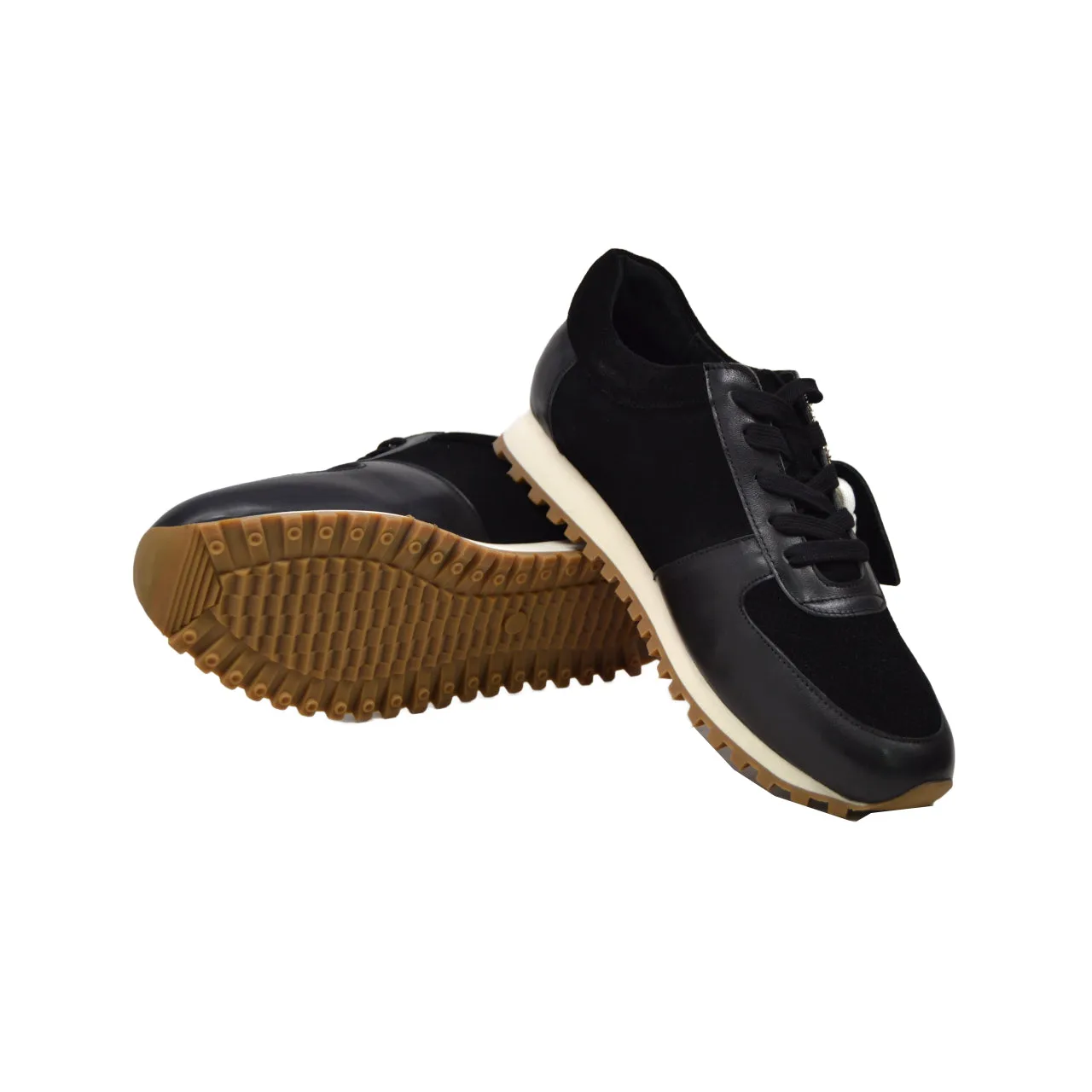 Baskets Surrey en Cuir Noir et Suède - Élégantes et Confortables