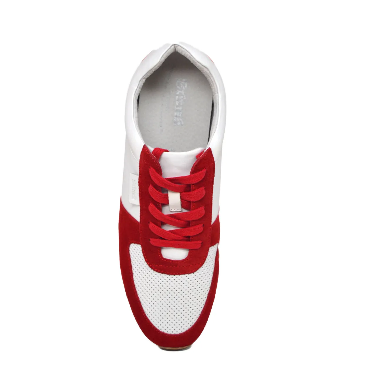 Baskets Surrey Rouge et Blanc en Mélange de Cuir et Suède
