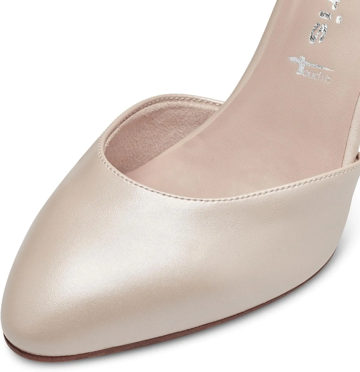 Tamaris Escarpin Brillant Rose Nacré avec Bride Étincelante