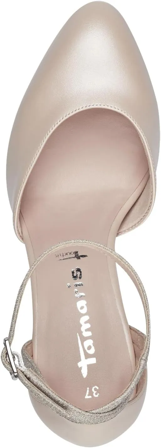 Tamaris Escarpin Brillant Rose Nacré avec Bride Étincelante